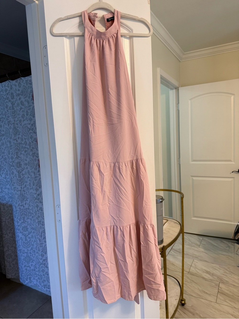 Halter Neck Pink Maxi Dress